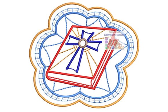Christian Cross and Bible Embroidery Design