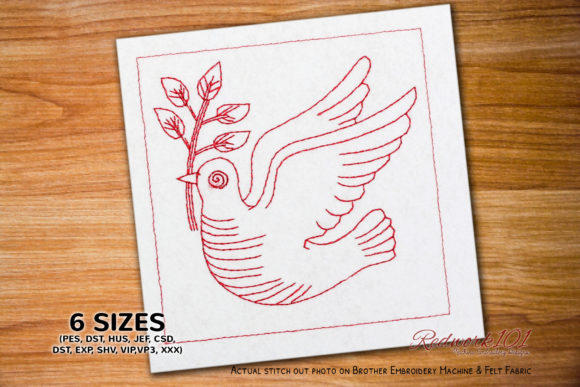 Christian Symbol Dove Redwork