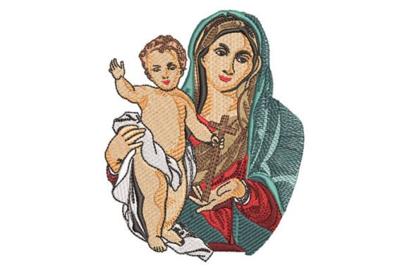 Virgin Mary with Child Jesus Embroidery